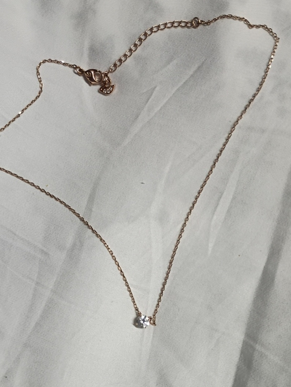 Swarovski Rose Gold Necklace with Clear Crystal Solitaire